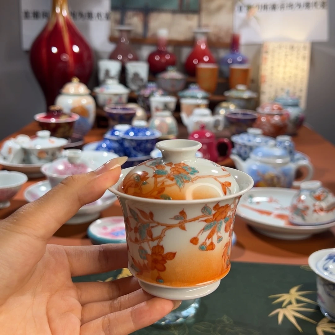 刷***刷知冬煮雪手工手绘茶具盖碗
