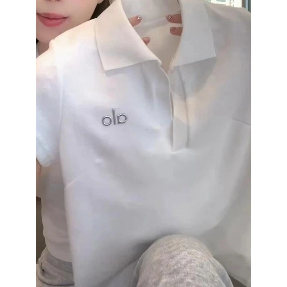 潮流洋气字母POLO领短袖t恤女2025夏季新款小众修身显瘦百搭上衣