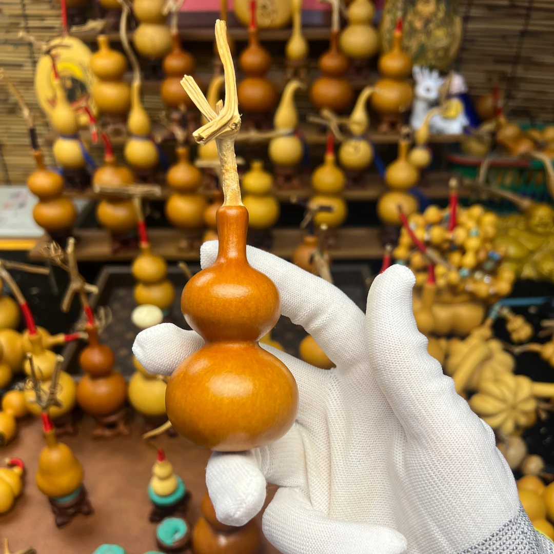 传统天然小葫芦手把件龙头手捻文玩福禄葫芦