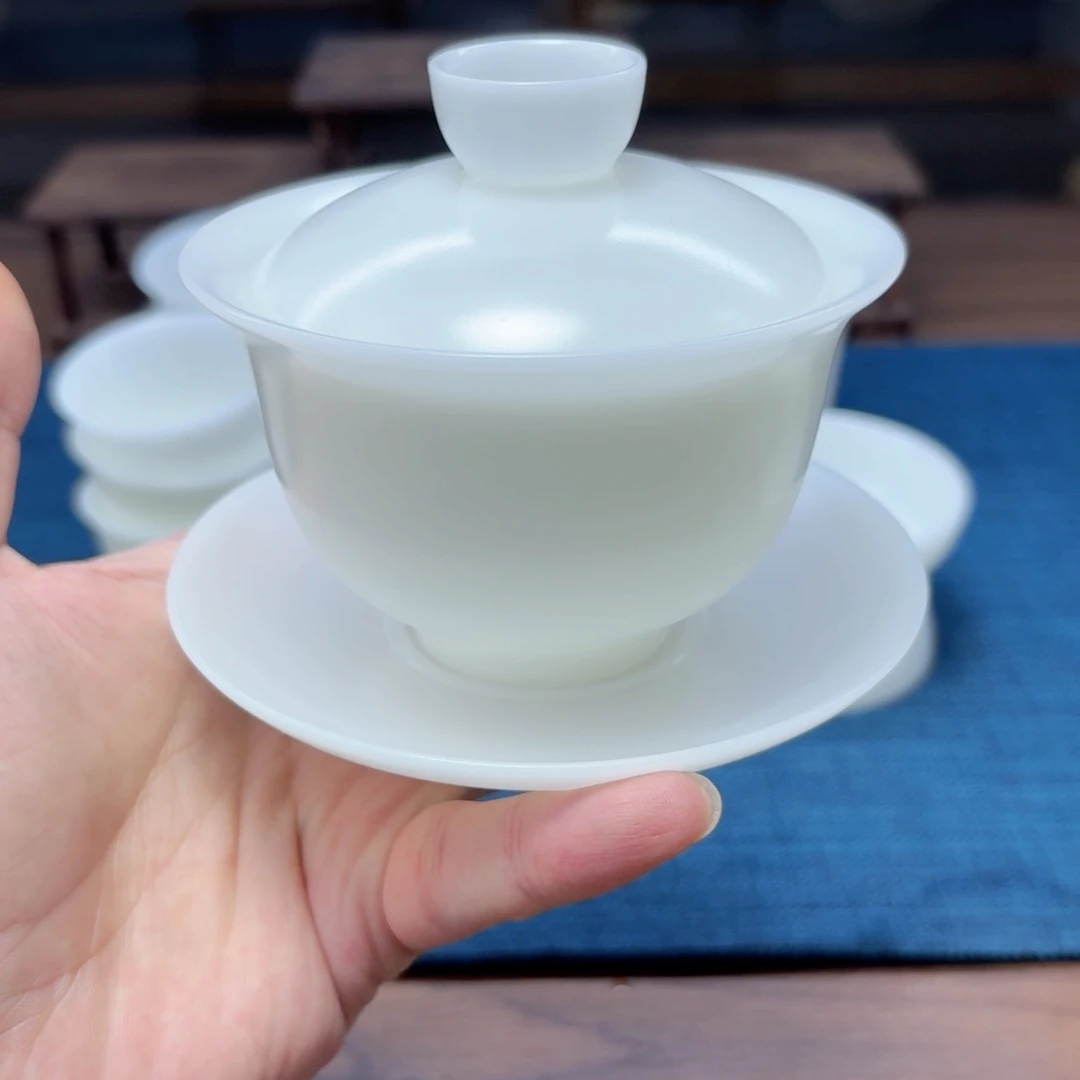 素烧璞玉冰种玉瓷茶具