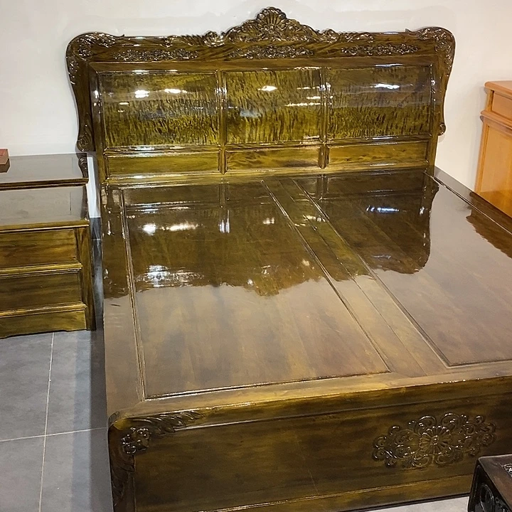 楠木高低床三件套花开富贵