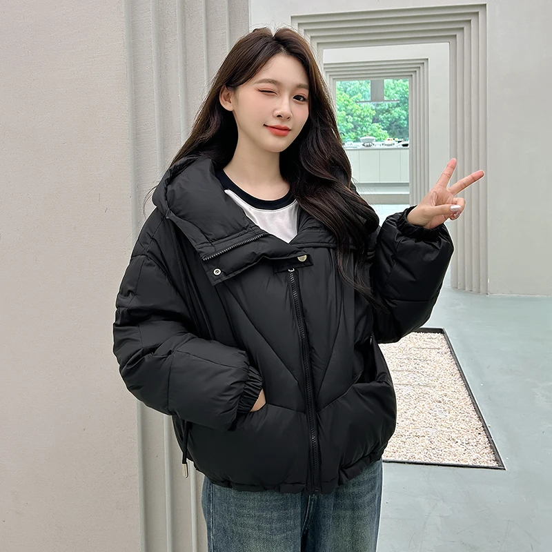 2024年新款棉服女短款连帽加厚宽松小个子面包百搭服保暖外套