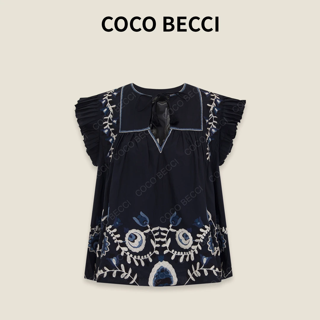 COCO BECCI【花团锦簇】新中式国风刺绣时尚气质衬衫CFXYB312062