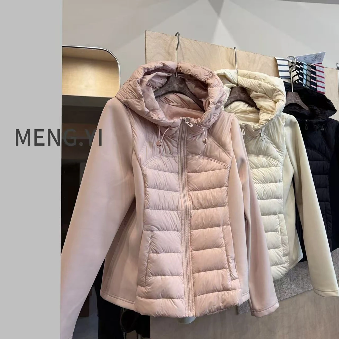 MENG.YI小蛮腰连帽拼接新90白鸭羽绒服 5337