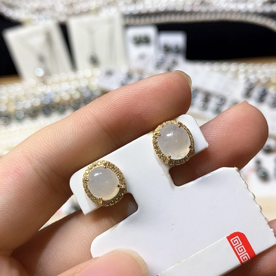 翡翠银S925镶嵌耳饰