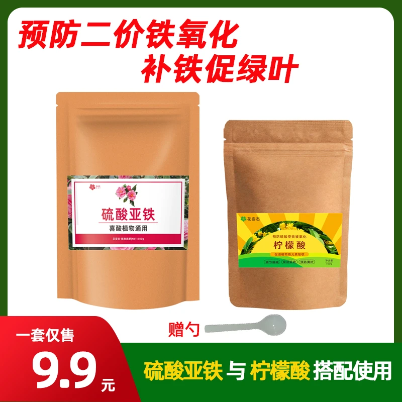 硫酸亚铁加柠檬酸花卉专用营养液土壤调酸剂改善植物黄叶落叶伴侣