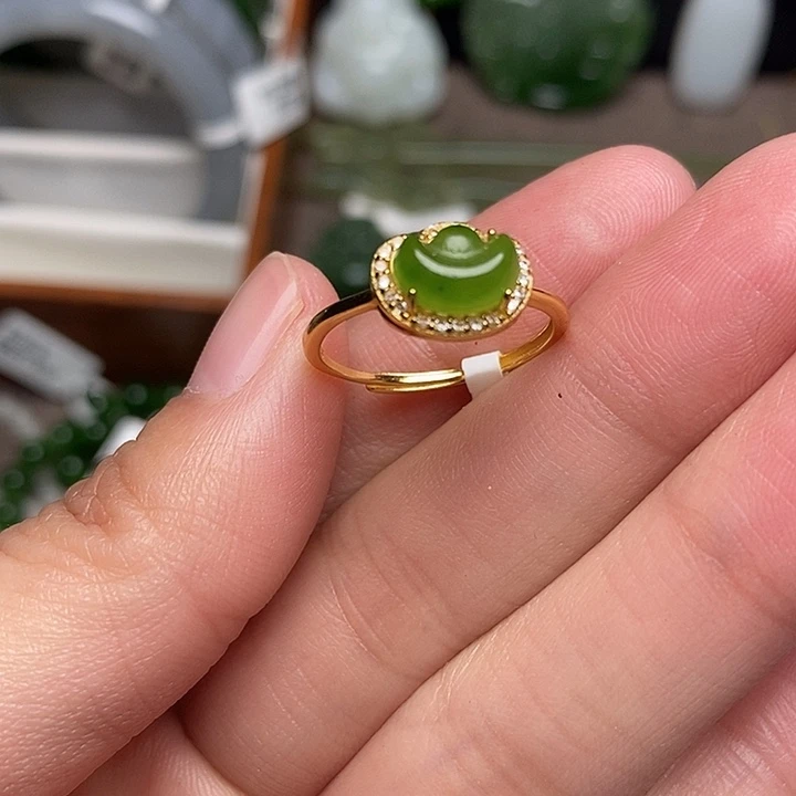 和田玉银S925镶嵌戒指