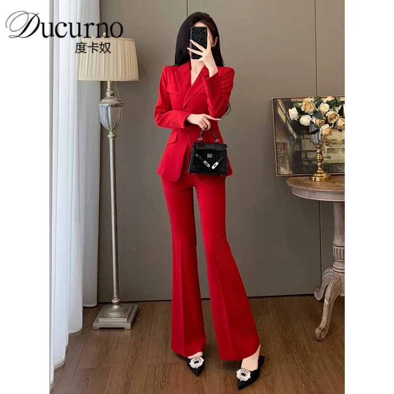 秋季时尚新中式国风复古盘扣西装职业套装女气质宽松阔腿裤两件套