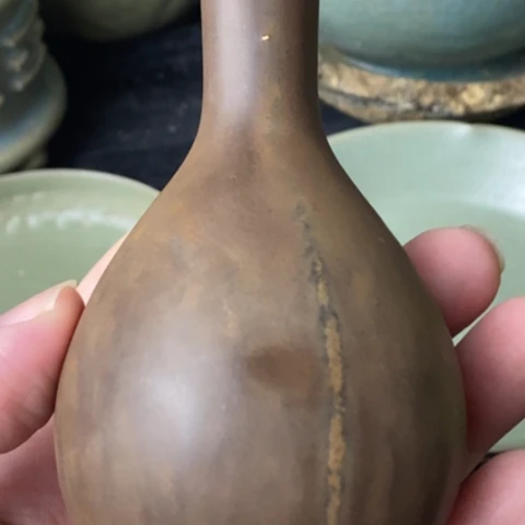 炉临汝窑紫金釉小长颈瓶