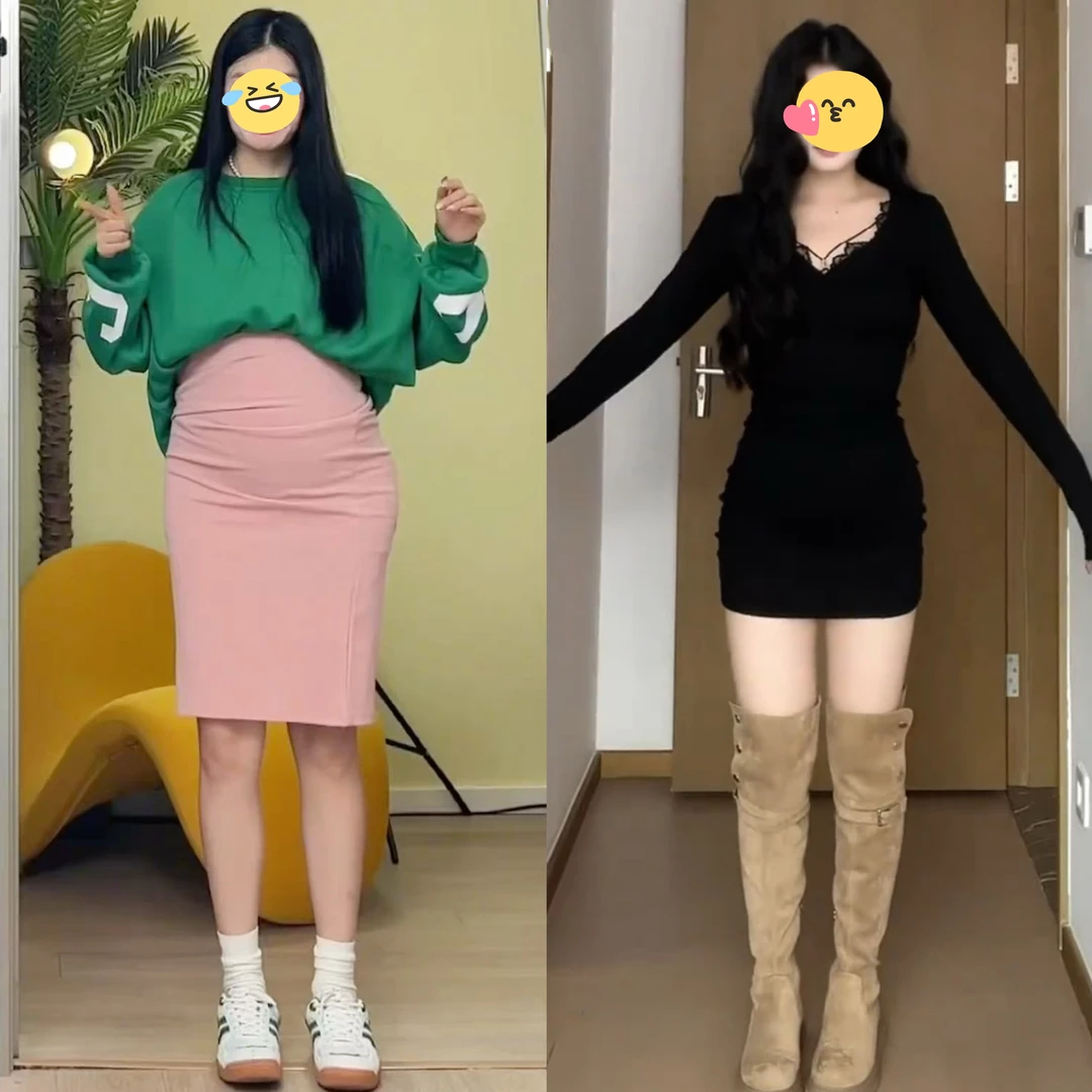 大码黑色拼接蕾丝御姐性感连衣裙秋季辣妹修身内搭收腰纯欲包臀裙