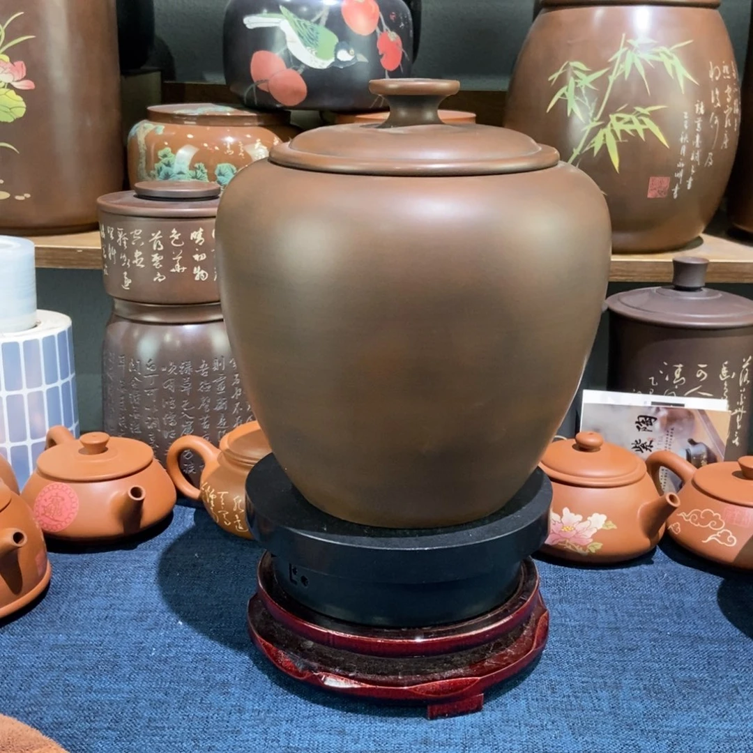10微瑕建水紫陶手工醒茶罐