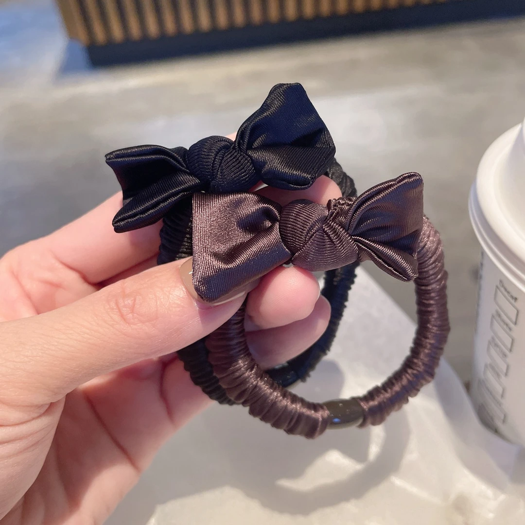 高级感蝴蝶结小肠发圈丝滑缎面头绳高弹力耐用不伤发扎头发皮筋