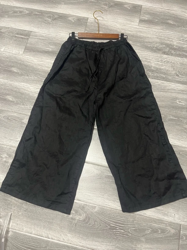 晨家出品 复古文艺极简轻奢苎麻宽松直筒裤阔腿裤八分裤女夏