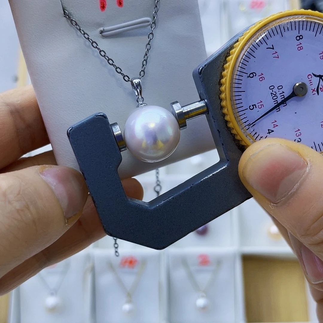 淡水珍珠18K金镶嵌吊坠(不含链)蓝***喵