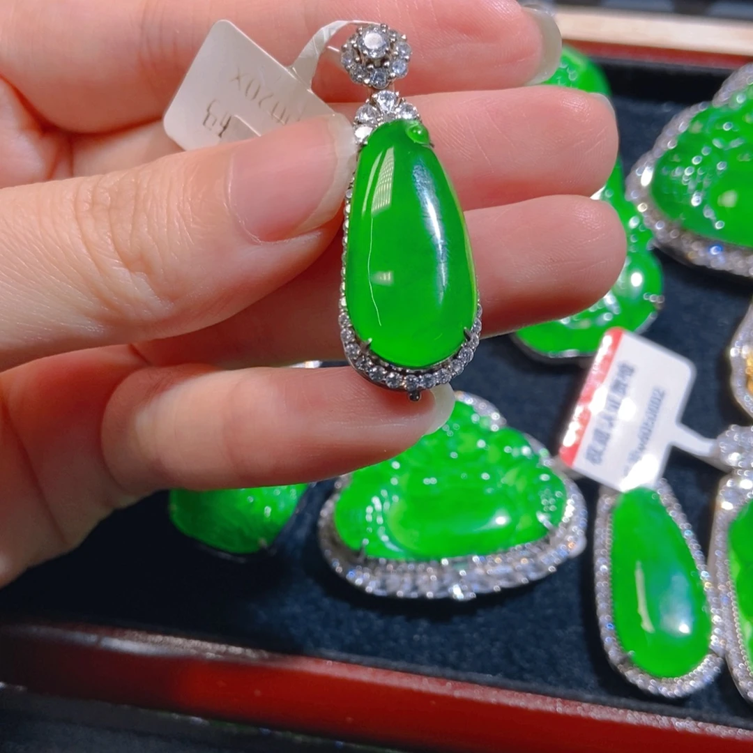 翡翠银S925镶嵌吊坠(不含链)