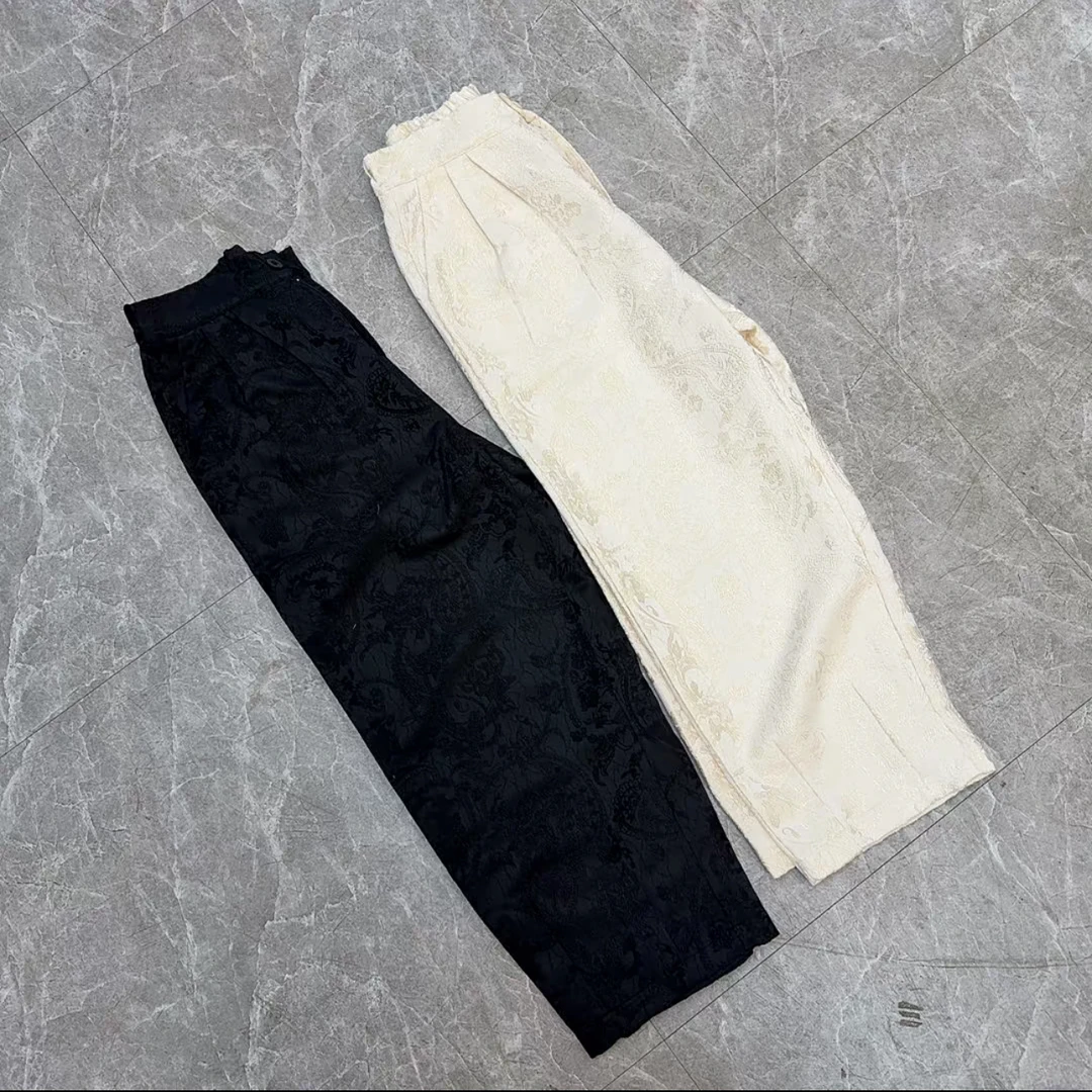 01夏季新款浮雕花松紧腰时尚百搭休闲裤