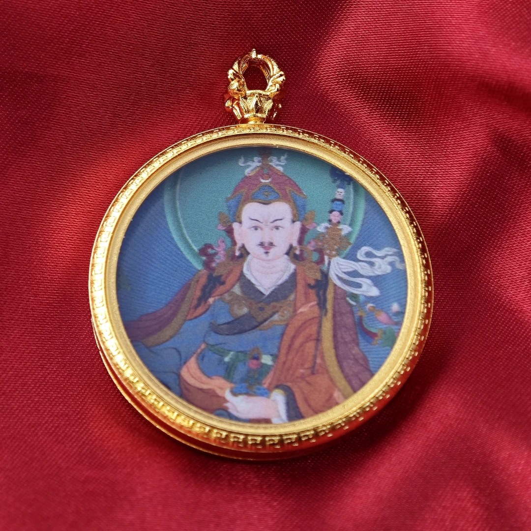 刘爷专属 足金莲花生大士圆唐卡【经典】