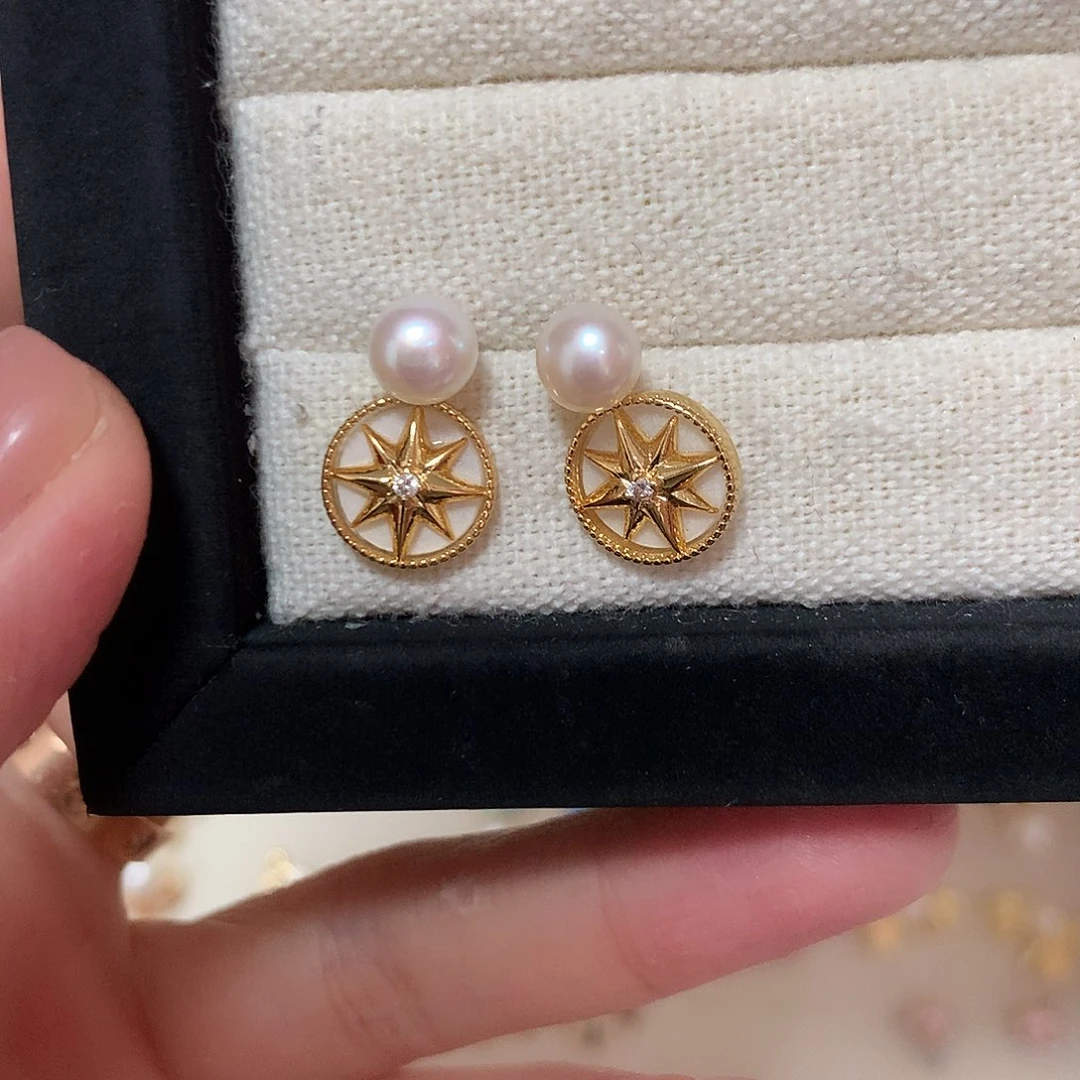 淡水珍珠耳饰合金