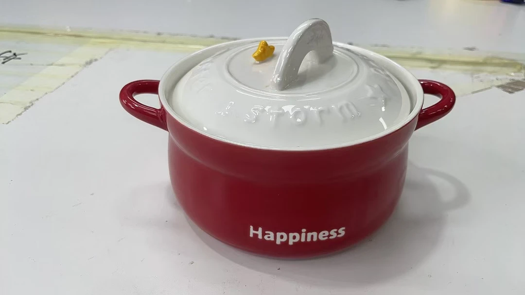 Q858可爱陶瓷泡面碗日式餐具小双耳汤碗学生宿舍方便面碗筷