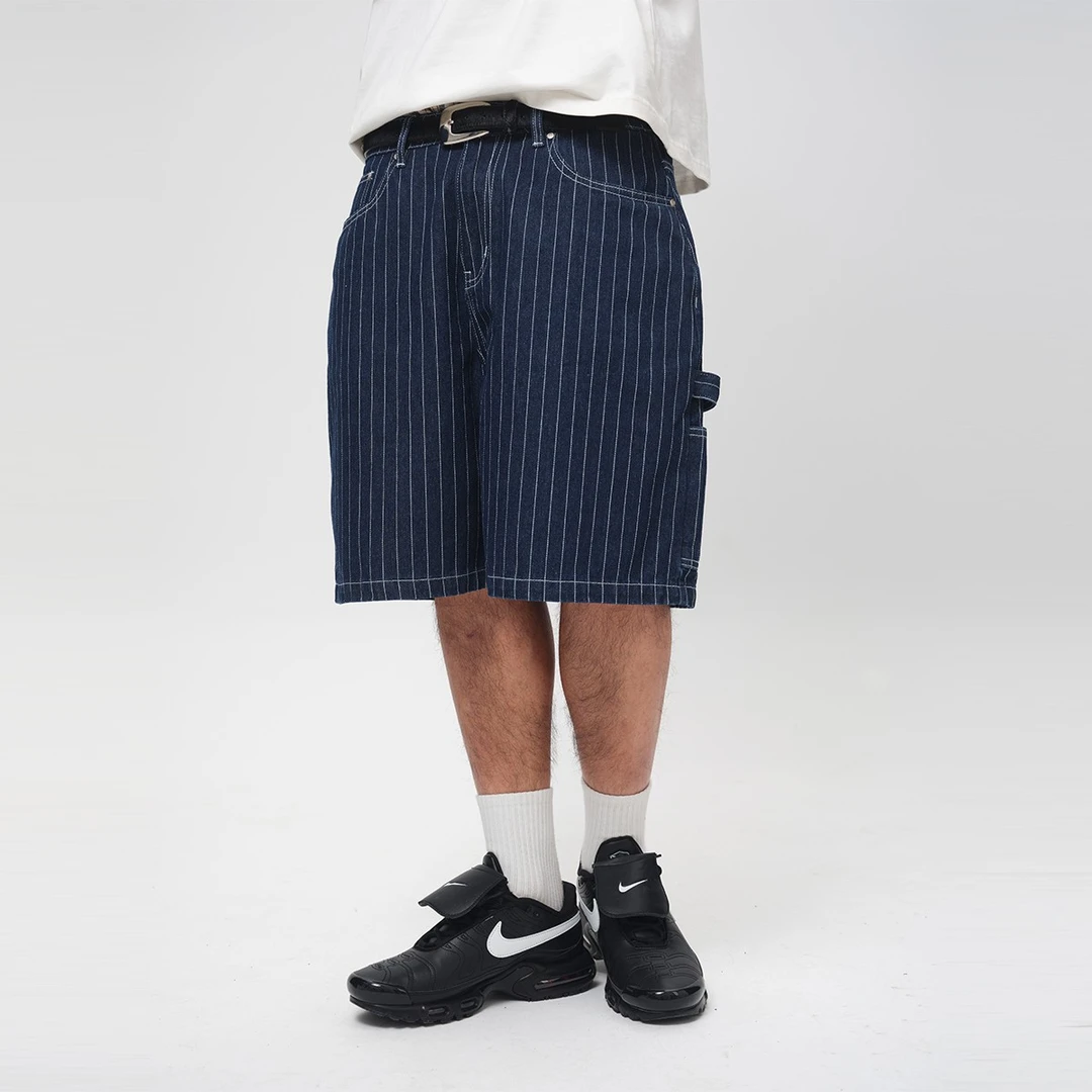 ComicTree C.t 2025夏季条纹浆洗原牛美式工装短裤男士薄款直筒潮