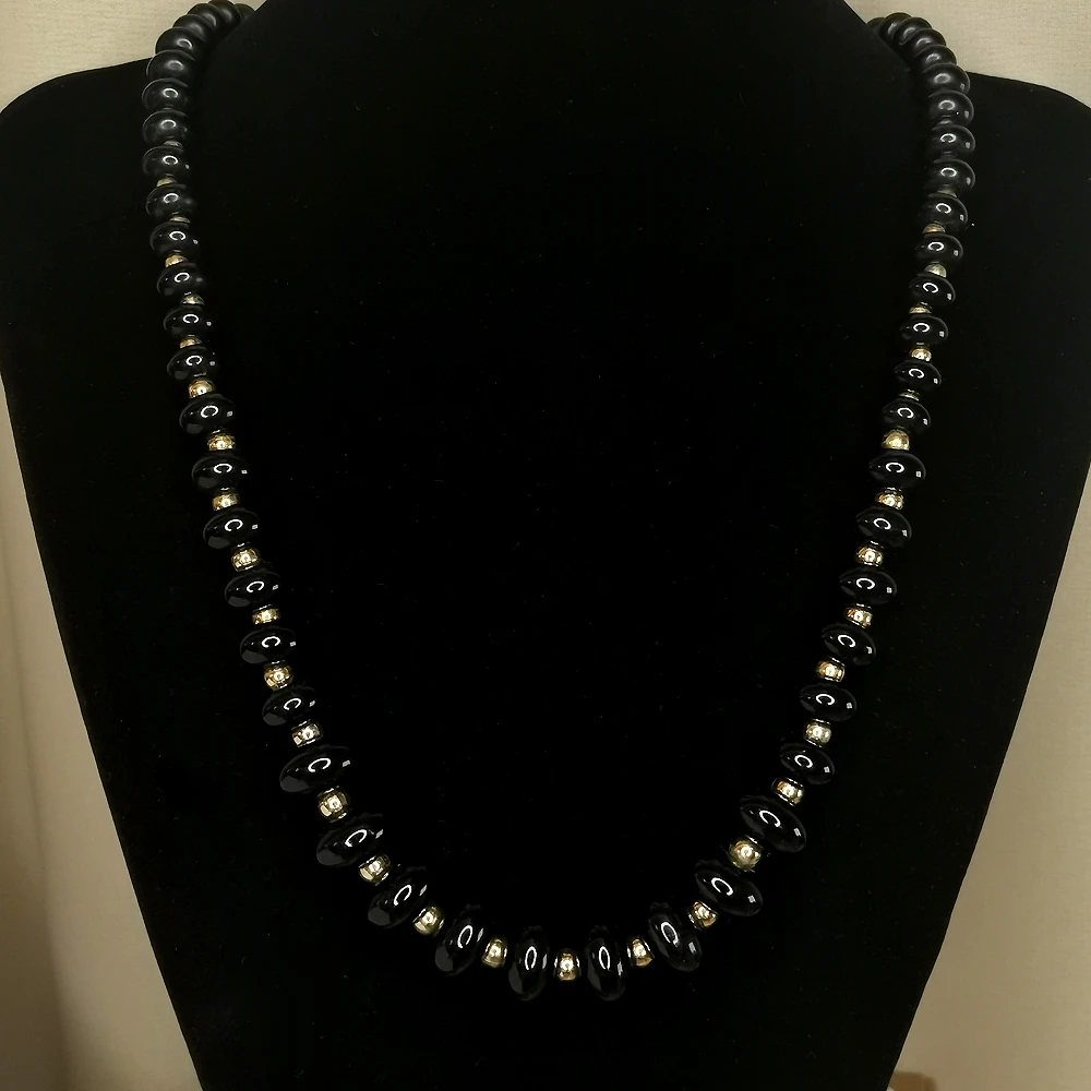 napier黑金赛璐珞珠项链75cm[2501203-004]