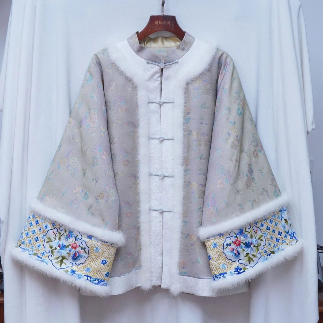 【禧娴】真丝手工苏绣异色罗国风冬款上衣