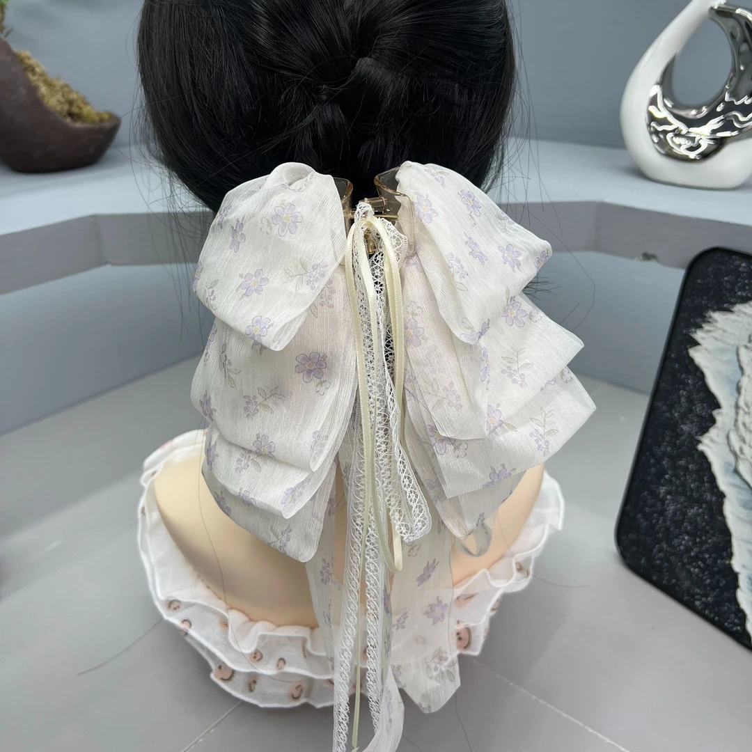 A085日韩甜美森系仙女风学院风女发夹仙女雪纺优雅