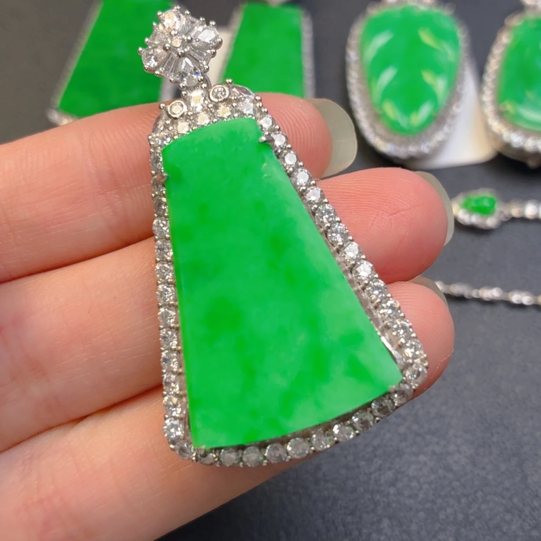 翡翠银S925镶嵌吊坠(不含链)