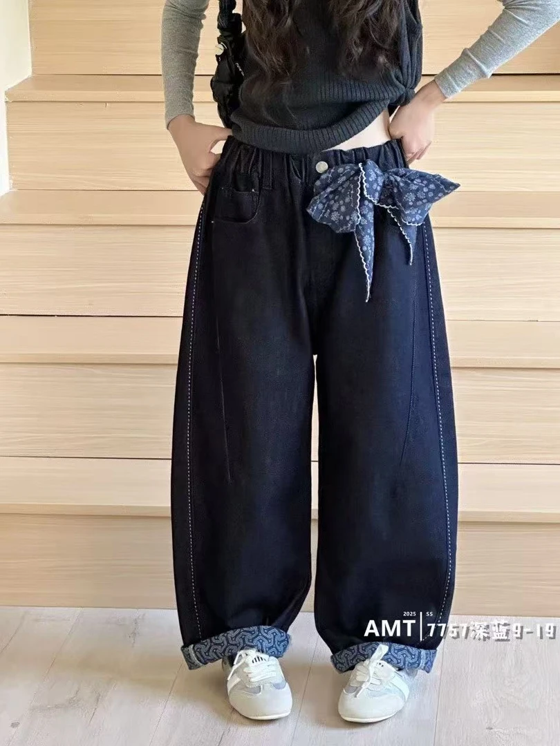 231秋季新品女童个性洋气牛仔长裤中大童韩版时尚百搭休闲弯刀裤