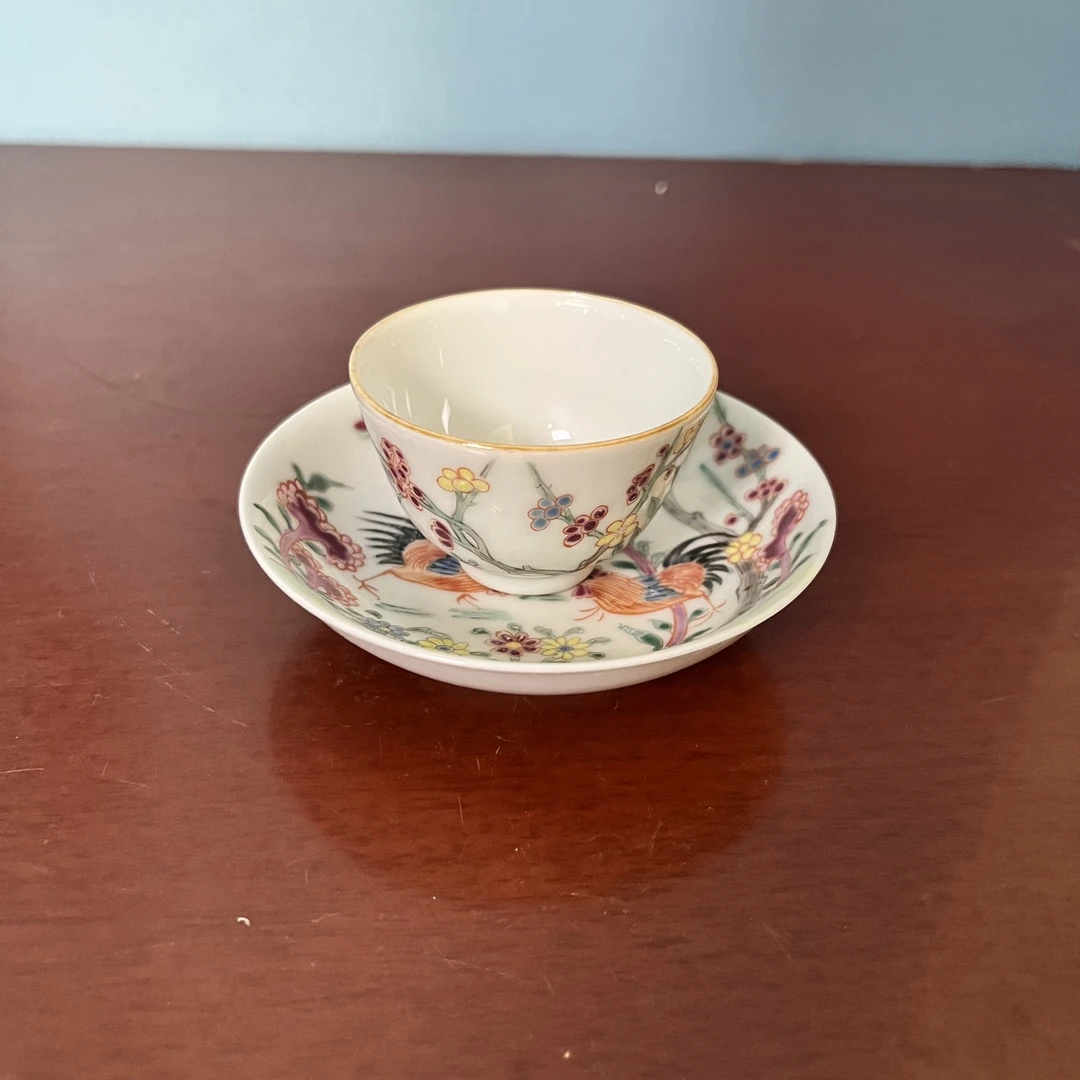1844 锦鸡牡丹杯碟套