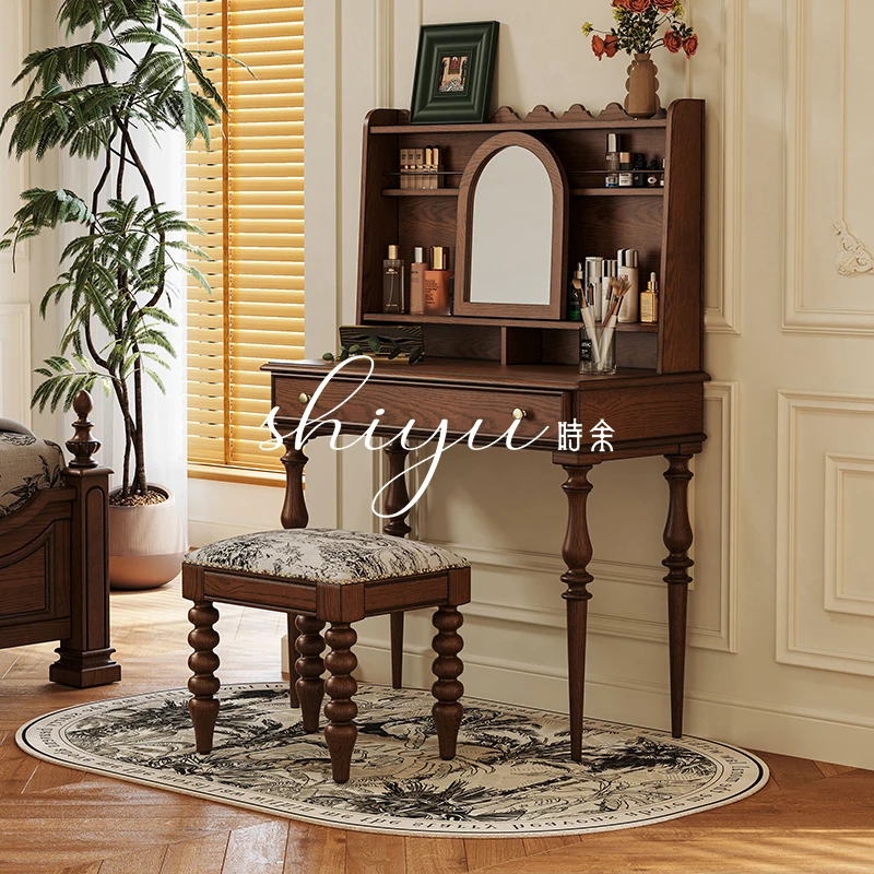 时余莉莉安梳妆台简约化妆桌美式复古客厅家用桌椅欧式做旧中古风