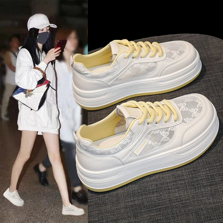 时尚休闲鞋少女平底鞋夏季透气富家千金风女鞋小白鞋百搭薄款学生