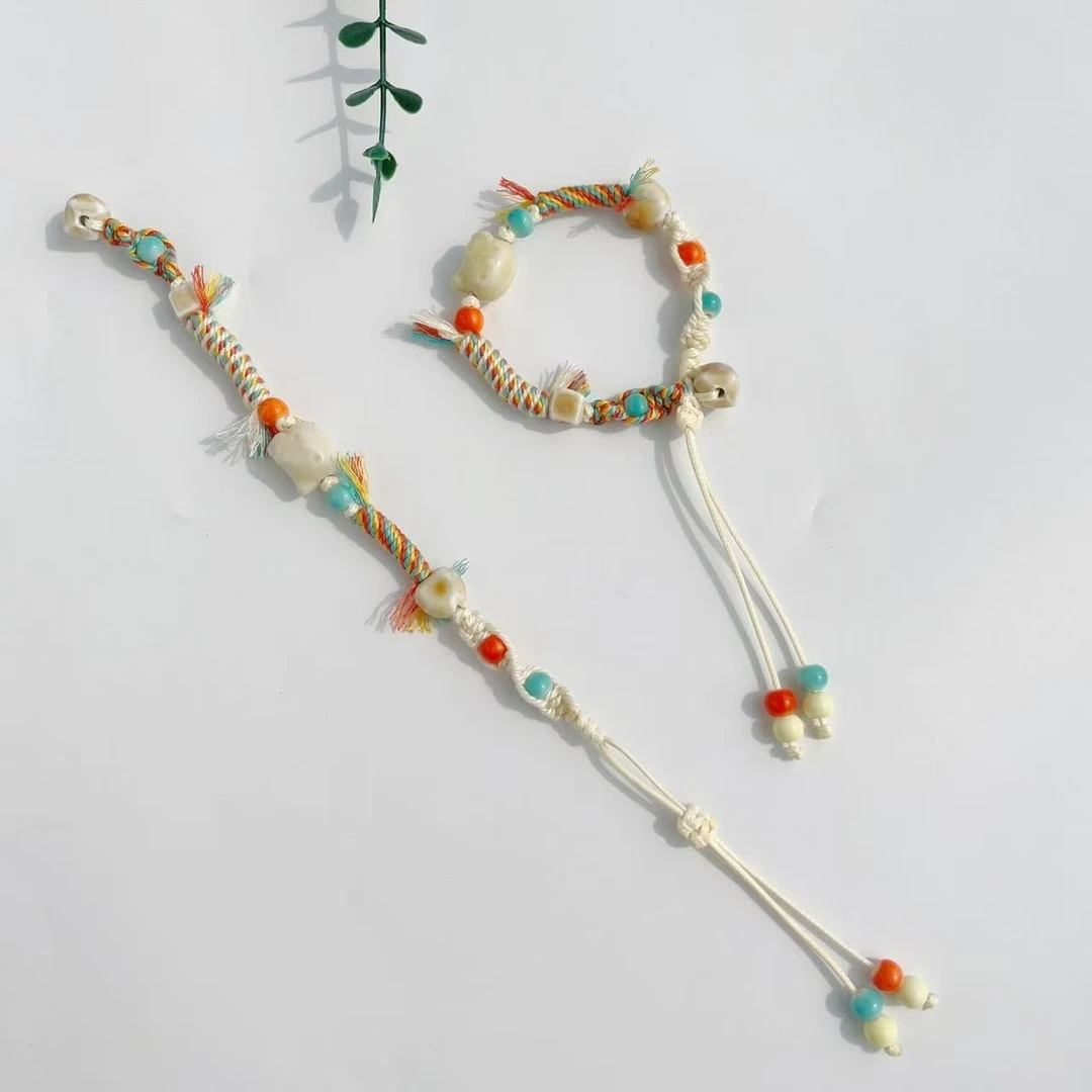 非金属陶瓷手链 【橙黄桔绿】时尚手编绳重工陶瓷手链高级感