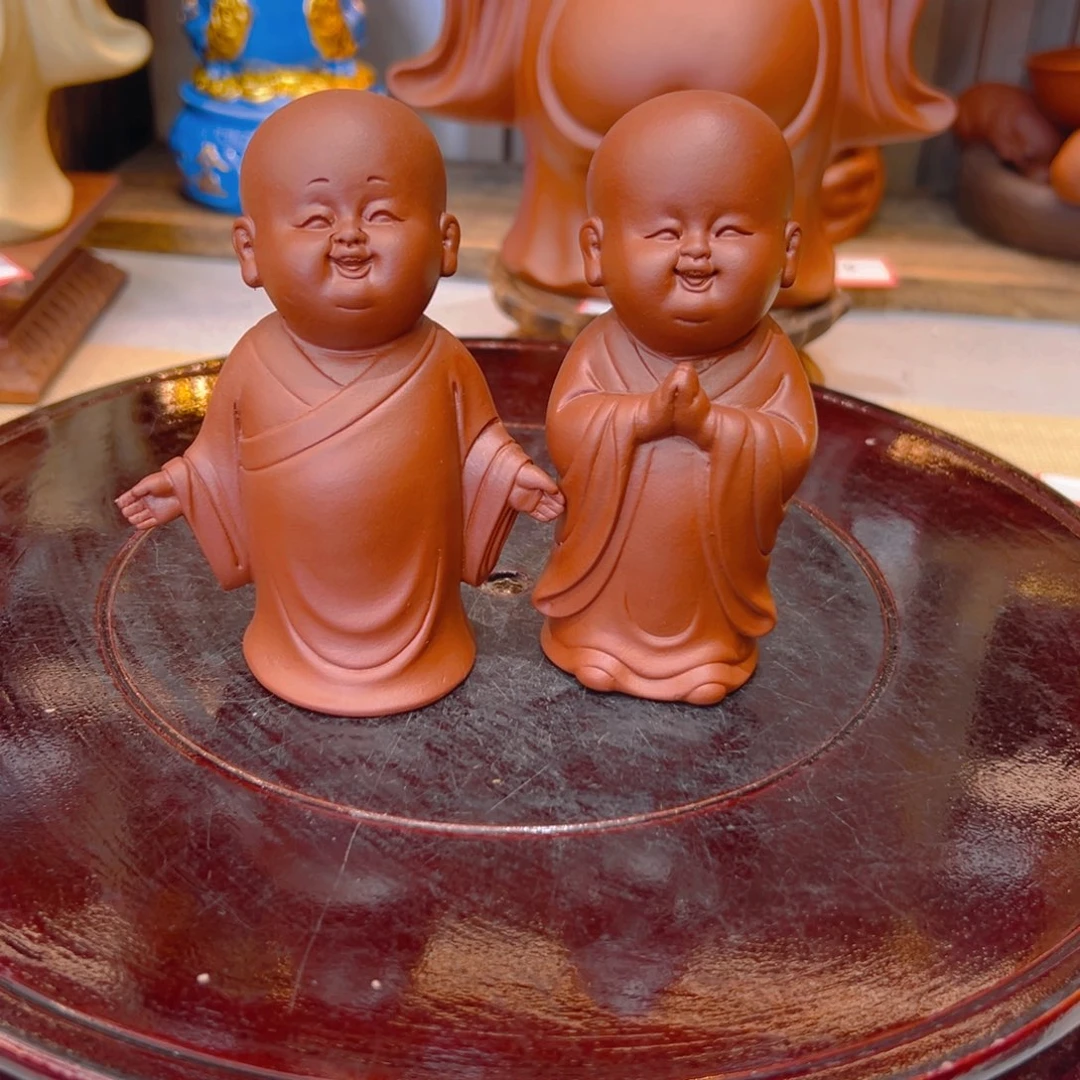听***吗紫砂茶宠开怀小和尚2个装