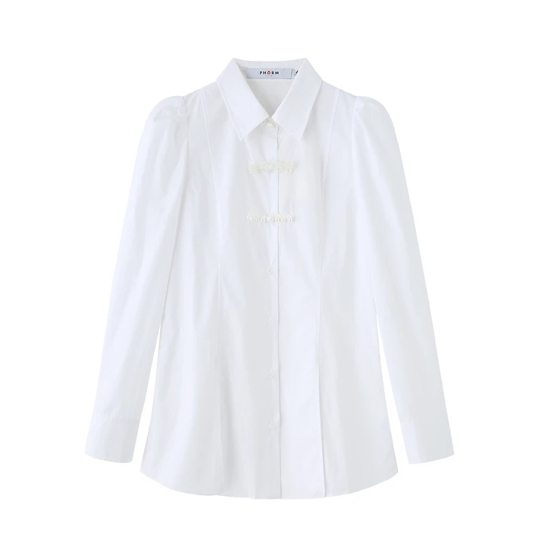【昕昕严选】PHORM2024春装新款白色衬衫女长袖上衣C00631316