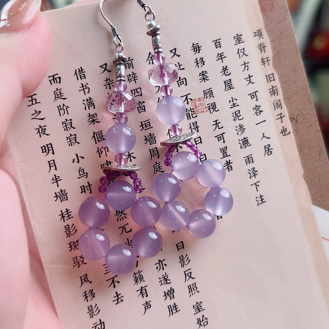 银S925镶嵌玛瑙挂件耳环