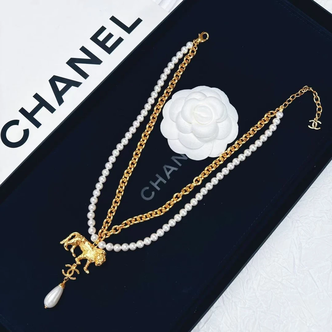 95新 Chanel/香奈儿 柚礼中古/香奈儿狮子珍珠项链nc502002