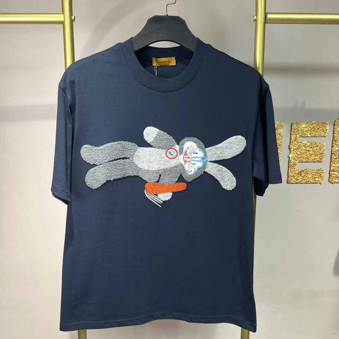 【TIME BOKAN】男士夏季新款时尚百搭潮流轻奢设计师款短袖T恤77316