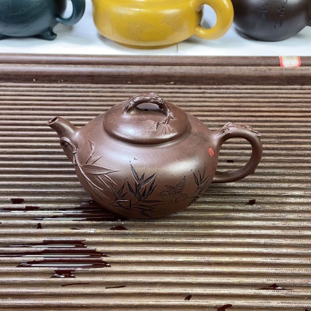 紫砂茶壶白11 松竹梅