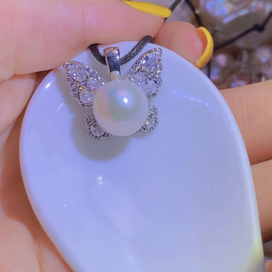 银S925镶嵌淡水珍珠天然淡水珍珠无染色无优化