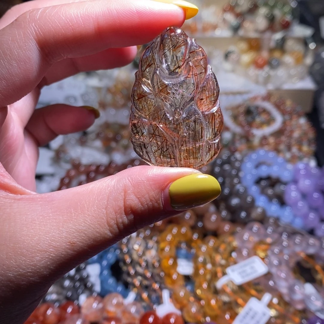 水晶手串未镶嵌黑金超七九尾狐吊坠