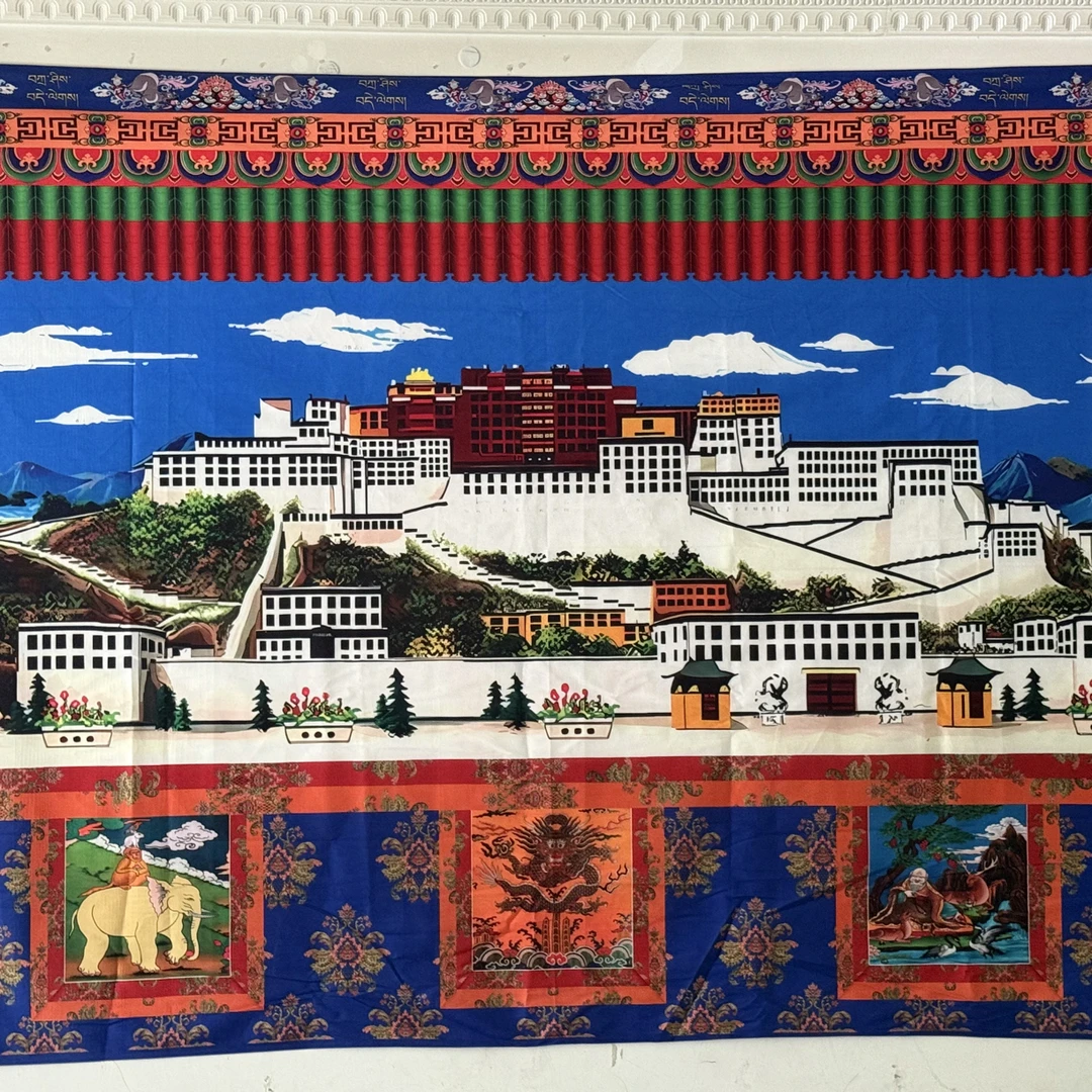 藏式风格布达拉宫图案挂布背景墙客厅卧室精美装饰墙布壁布大气
