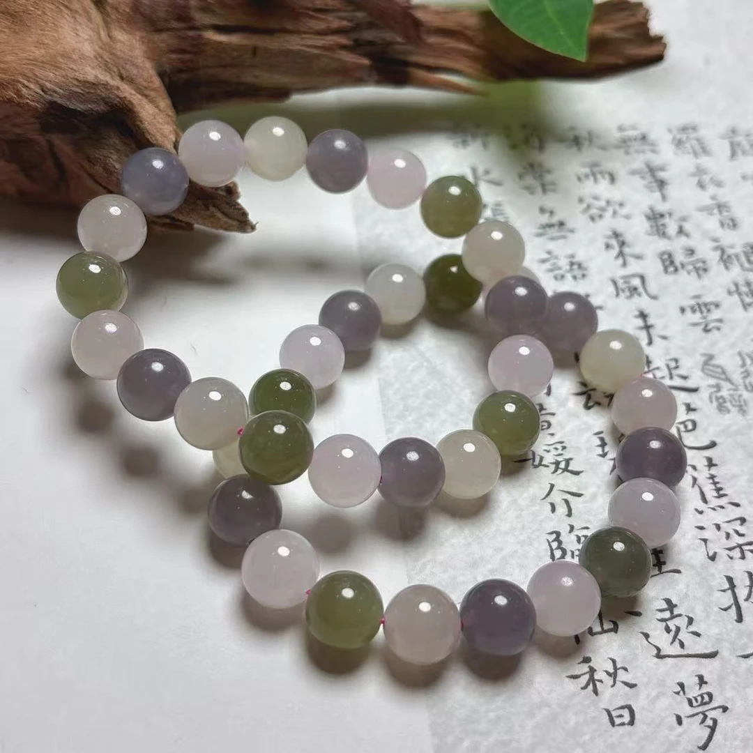 《铁头老猪》YH024天然和田玉圆珠多宝素圈手串约10mm多样性发其一