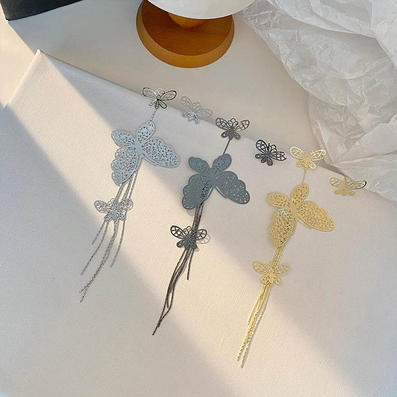 铜合金锆石耳饰 新款时尚蝴蝶不对称明显同款高级设计感简约个性