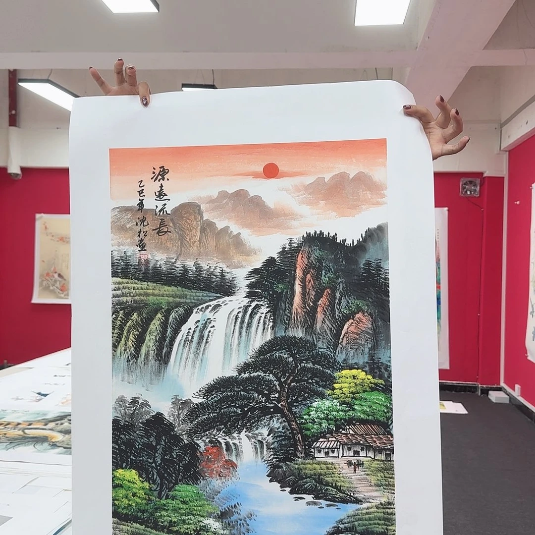 国画国画三尺青绿山水