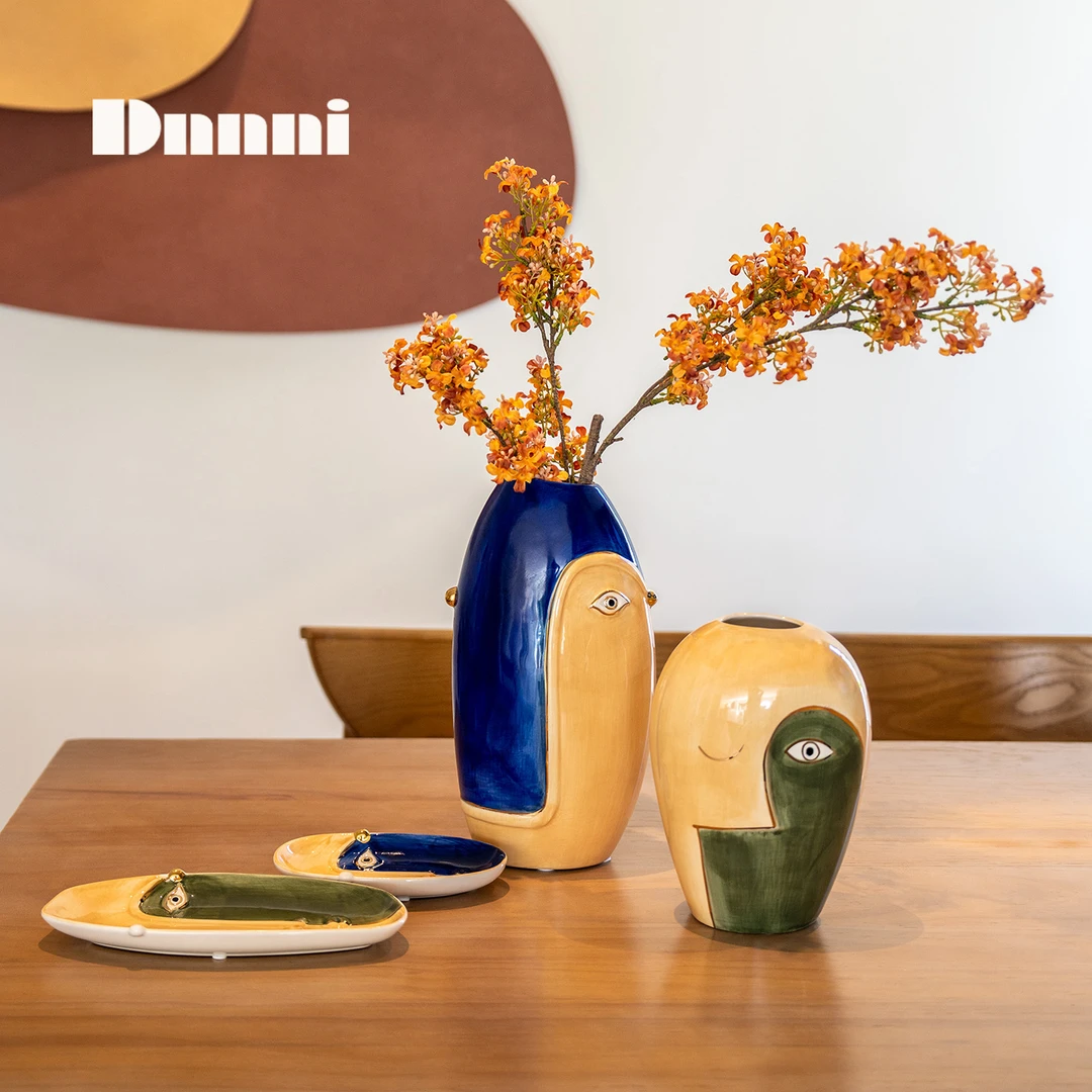 Dnnni人脸花器托盘简约创意客厅电视柜茶几水果零食收纳盘设计师