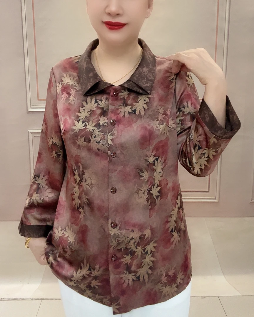 八分袖丝缎时尚开衫(身长65-68）