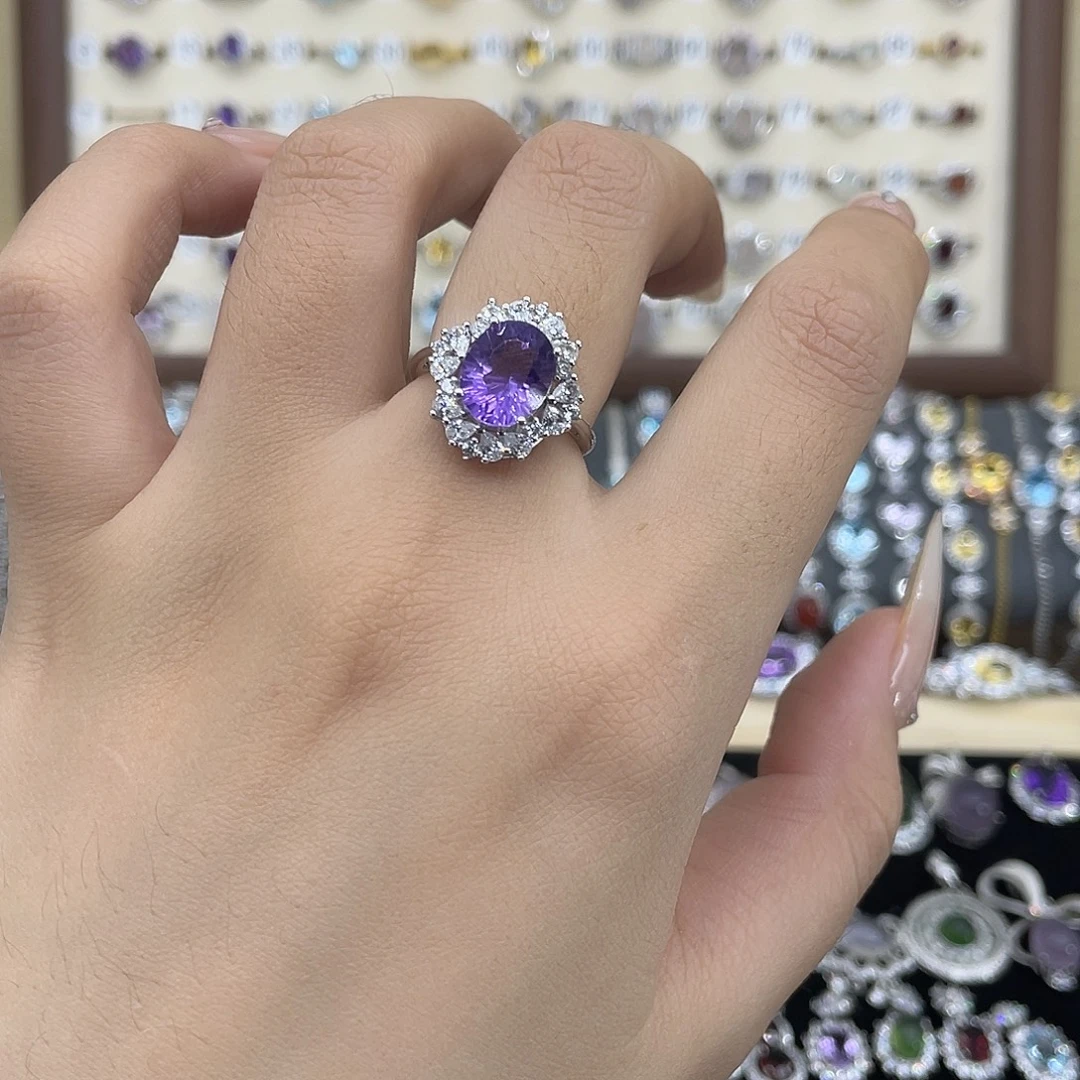 银S925镶嵌紫晶戒指