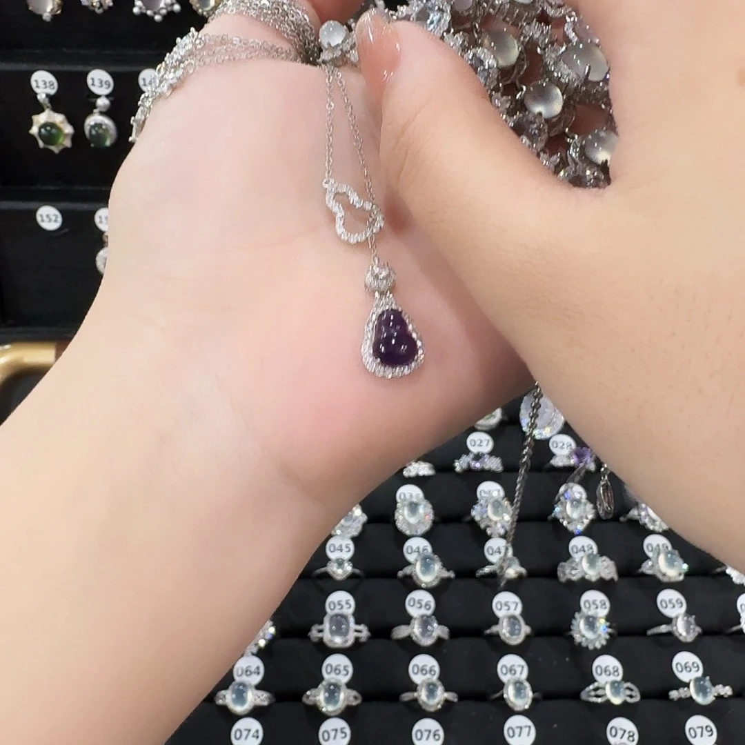 银S925镶嵌颈饰紫晶熟****蛋