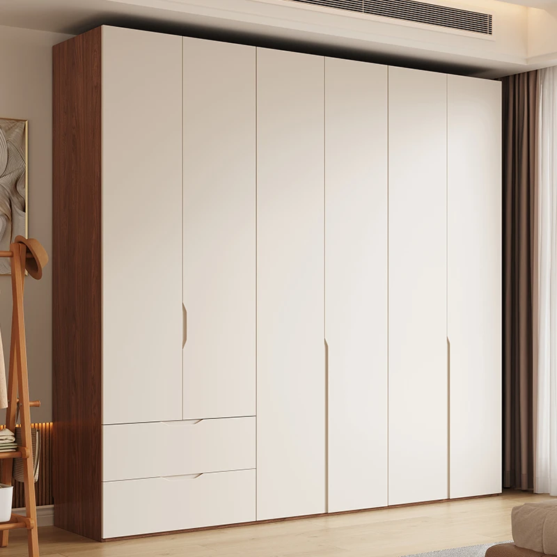 实木衣柜定制多层板新款2025爆款卧室家用分段式免拉手北欧大衣橱